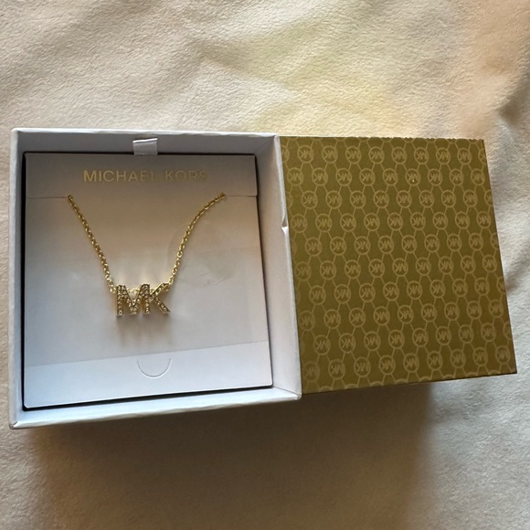 Michael Kors gold necklace logo paved diamonds 19 inches MKJX 8024710 - Picture 4 of 6